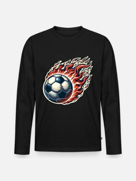 Soccer Flames Ball - Men's Premium Organic Long Sleeve Shirt - black