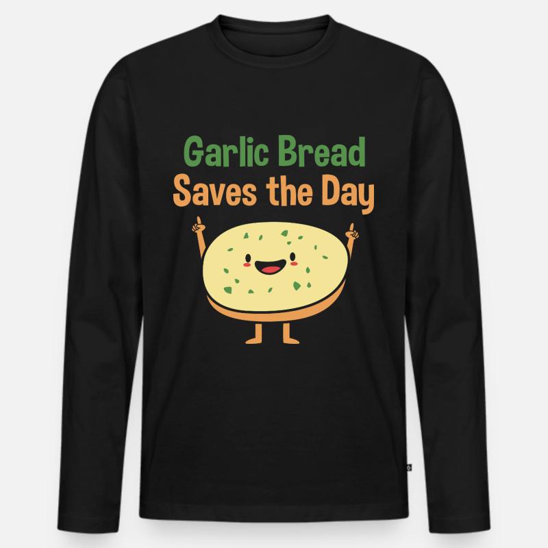 Brot Knoblauch - Männer Premium Bio Langarmshirt - Schwarz