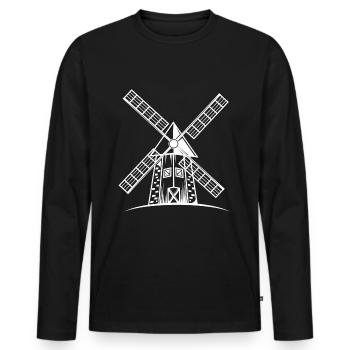 Silhouette du moulin à vent - T-shirt manches longues Premium bio Homme - noir - Devant - Nico (187cm)