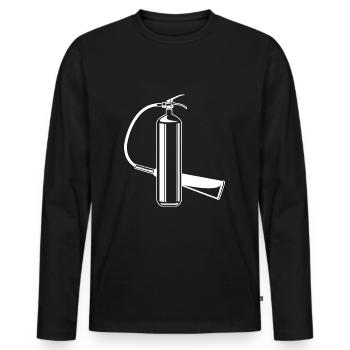 Symbole extincteur symbole pompiers - T-shirt manches longues Premium bio Homme - noir - Devant - Nico (187cm)