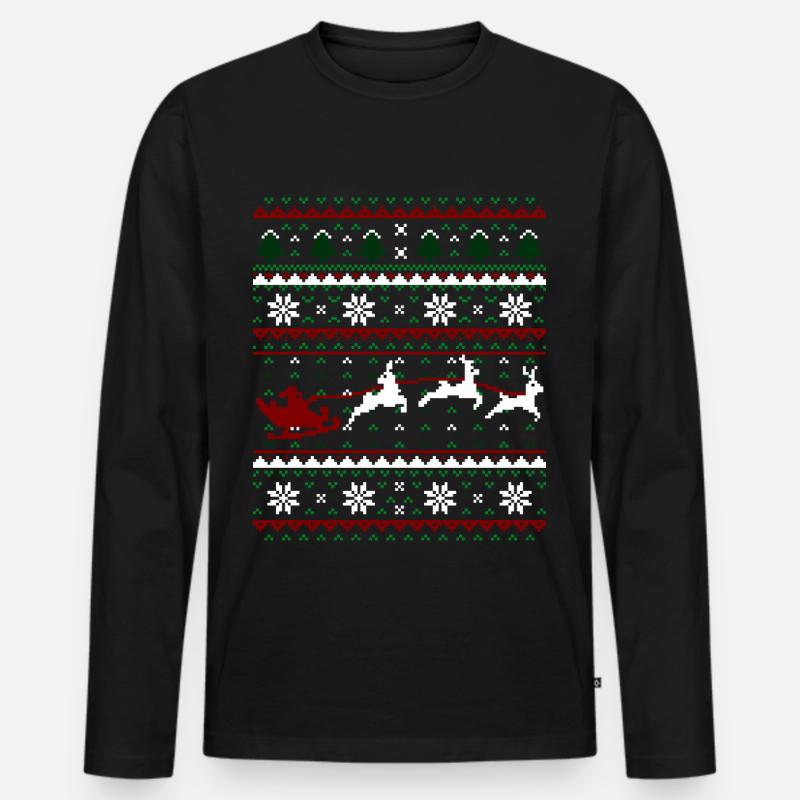 Weihnachten Pixelart Design - Männer Premium Bio Langarmshirt - Schwarz