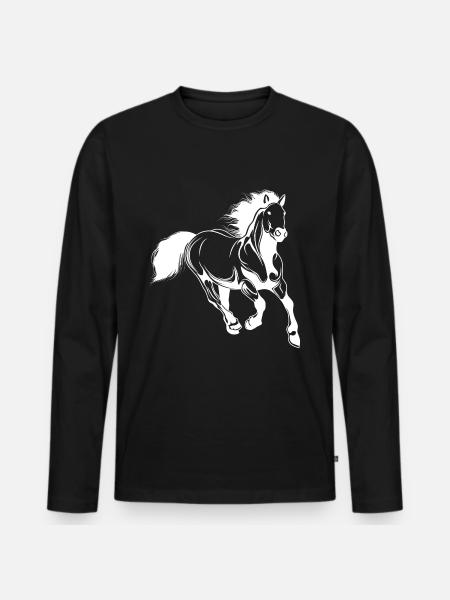 pferd reiten tier - Männer Premium Bio Langarmshirt - Schwarz