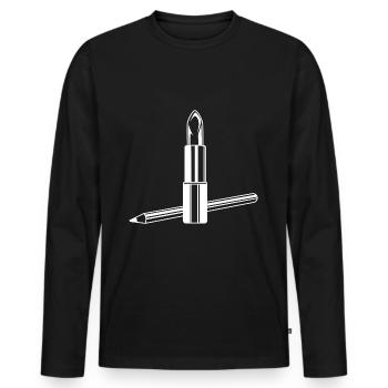 Lippenstift Symbol Make up - Männer Premium Bio Langarmshirt - Schwarz - Vorne - Nico (187cm)