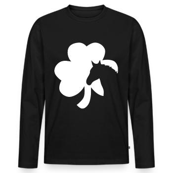 Kleeblatt Pferd Kleeblatt mit Pferd - Männer Premium Bio Langarmshirt - Schwarz - Vorne - Nico (187cm)