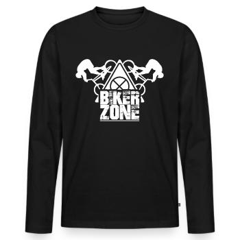 Zone des motards - T-shirt manches longues Premium bio Homme - noir - Devant - Nico (187cm)