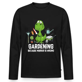 Jardiner parce que le meurtre est mal Dino Knife - T-shirt manches longues Premium bio Homme - noir - Devant - Nico (187cm)