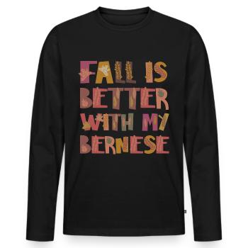 Reconnaissant pour mon bouvier bernois Autumn Grateful - T-shirt manches longues Premium bio Homme - noir - Devant - Nico (187cm)