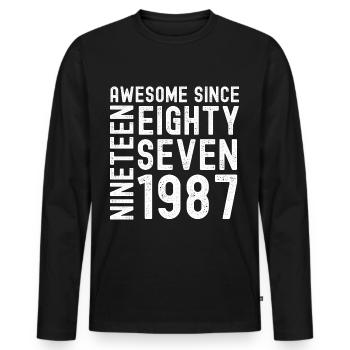 Awesome since 1987 Geburtstag Geschenk Jahreszahl - Männer Premium Bio Langarmshirt - Schwarz - Vorne - Nico (187cm)