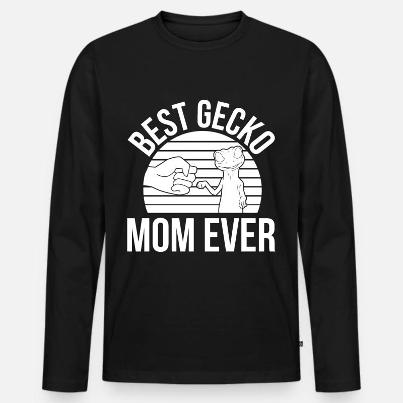 Gecko Mama - Männer Premium Bio Langarmshirt - Schwarz