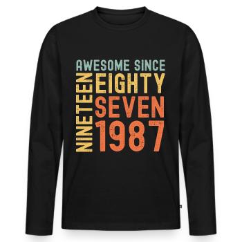 Awesome since 1987 Birthday Gift Year - Men's Premium Organic Long Sleeve Shirt - black - Front - Nico (187cm)