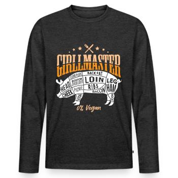 Grillmaster 0% Vegan - Männer Premium Bio Langarmshirt - Anthrazit meliert - Vorne - Nico (187cm)
