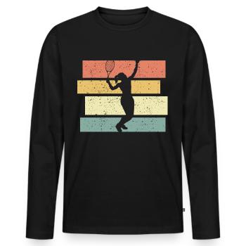 Tennis women retro vintage tennis player - Men's Premium Organic Long Sleeve Shirt - black - Front - Nico (187cm)