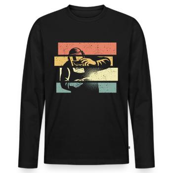Welding retro vintage welder legend - Men's Premium Organic Long Sleeve Shirt - black - Front - Nico (187cm)