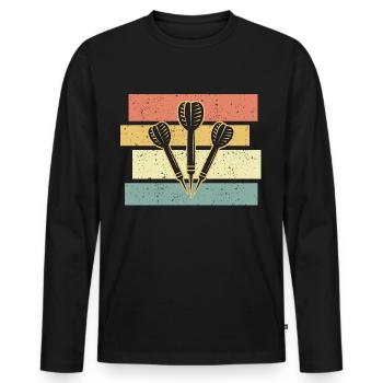 Fléchettes rétro vintage - T-shirt manches longues Premium bio Homme - noir - Devant - Nico (187cm)