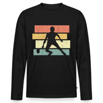 Badminton Retro Vintage Badminton Gift - Men's Premium Organic Long Sleeve Shirt - black - Front - Nico (187cm)