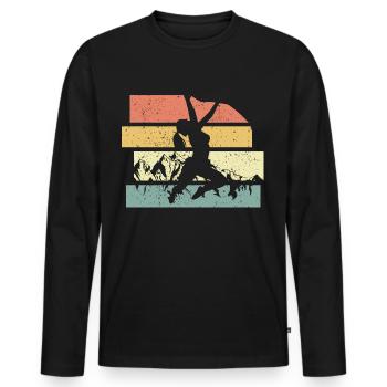 Climbing women retro vintage - Men's Premium Organic Long Sleeve Shirt - black - Front - Nico (187cm)