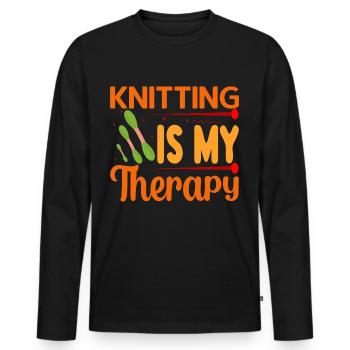 Knitting Sewing Tailor Crocheting - Men's Premium Organic Long Sleeve Shirt - black - Front - Nico (187cm)