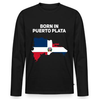 République dominicaine - T-shirt manches longues Premium bio Homme - noir - Devant - Nico (187cm)