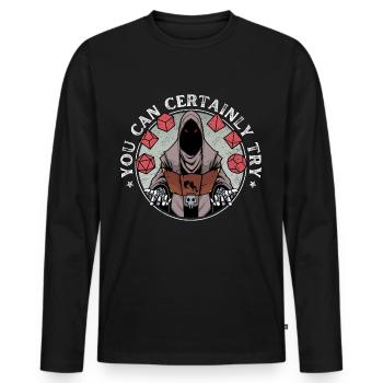 Dragon Jeux de rôle RPG - Tu peux essayer ! - T-shirt manches longues Premium bio Homme - noir - Devant - Nico (187cm)