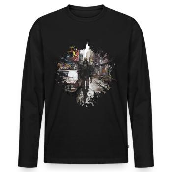 Cité du crâne - T-shirt manches longues Premium bio Homme - noir - Devant - Nico (187cm)