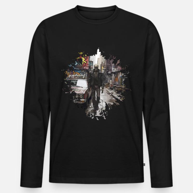 skull city - Männer Premium Bio Langarmshirt - Schwarz