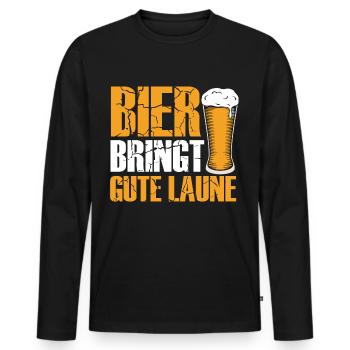 Bier bringt gute Laune, Humor, Spaß, Fun, Genuss, - Männer Premium Bio Langarmshirt - Schwarz - Vorne - Nico (187cm)