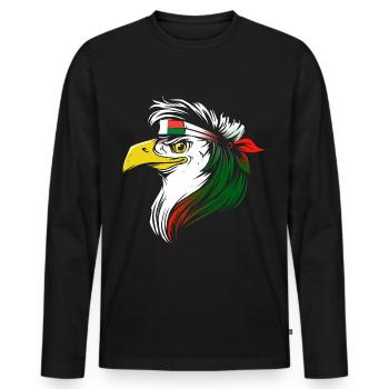 Macédoine - T-shirt manches longues Premium bio Homme - noir - Devant - Nico (187cm)