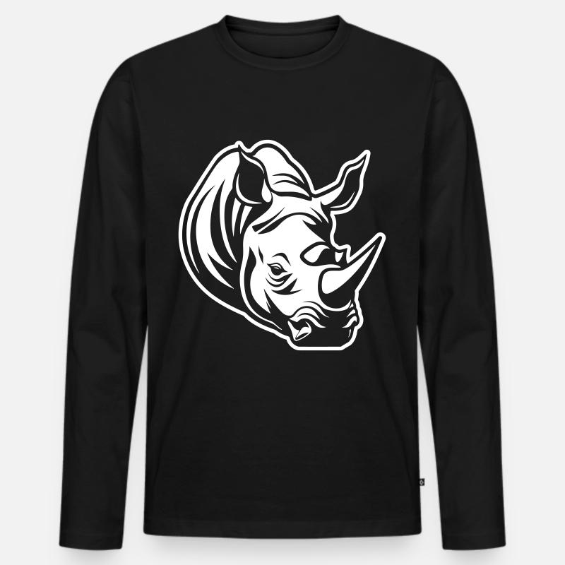Nashorn Kopf - Männer Premium Bio Langarmshirt - Schwarz