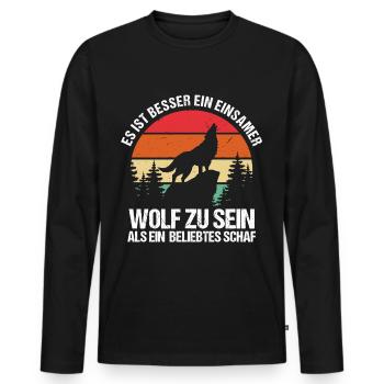 Better a lone wolf than a popular sheep - Men's Premium Organic Long Sleeve Shirt - black - Front - Nico (187cm)