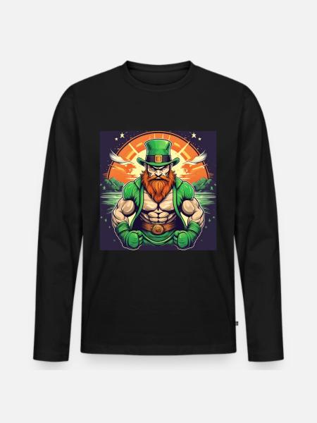 St. Patrick's Day Shamrock Bodybuilding - Men's Premium Organic Long Sleeve Shirt - black