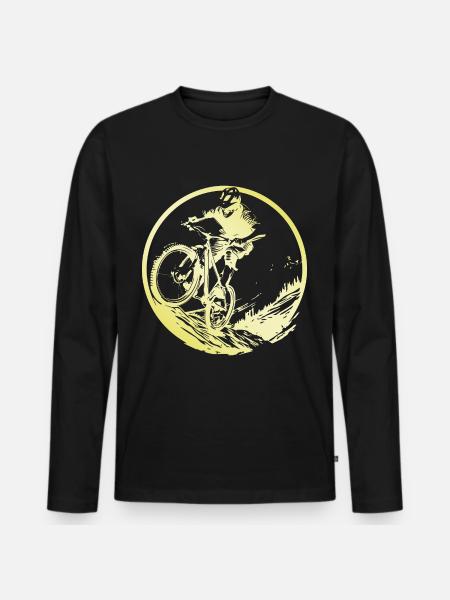 Mountainbike Fiets Man - Mannen Premium Bio shirt met lange mouwen - zwart