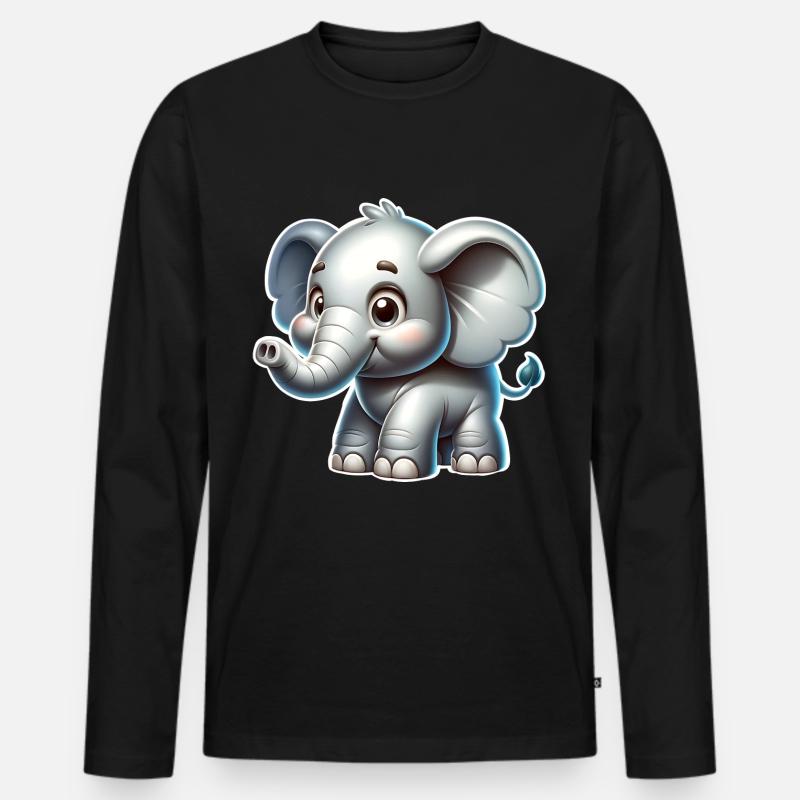 Elefant - Männer Premium Bio Langarmshirt - Schwarz