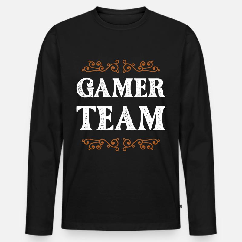 Gamer Crew - Männer Premium Bio Langarmshirt - Schwarz