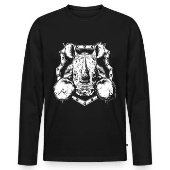 Rhino Boxer Fighter - T-shirt manches longues Premium bio Homme - noir - Devant - Nico (187cm)