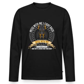 Amateurs de chiens de garde Doberman - T-shirt manches longues Premium bio Homme - noir - Devant - Nico (187cm)