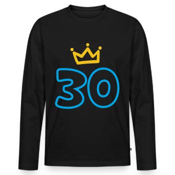 30th birthday Krone 30 years - Men's Premium Organic Long Sleeve Shirt - black - Front - Nico (187cm)