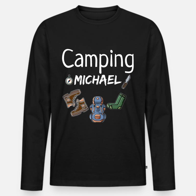 Camping Michael Camper Geschenk - Männer Premium Bio Langarmshirt - Schwarz
