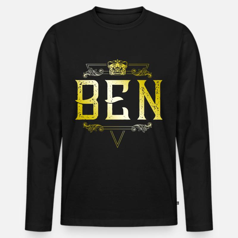 Ben - Männer Premium Bio Langarmshirt - Schwarz