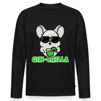 Gin- Chinchilla Gin - Männer Premium Bio Langarmshirt - Schwarz - Vorne - Nico (187cm)