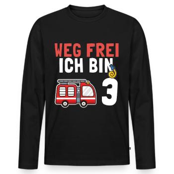 Kindergeburtstag 3 Jährige Feuerwehr Auto - Männer Premium Bio Langarmshirt - Schwarz - Vorne - Nico (187cm)