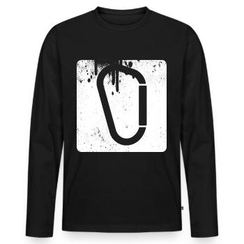 Quadrat - Wandern - (2) - Männer Premium Bio Langarmshirt - Schwarz - Vorne - Nico (187cm)