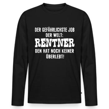 Rentner - Männer Premium Bio Langarmshirt - Schwarz - Vorne - Nico (187cm)
