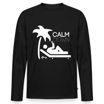 Relaxation and relaxation. Just Calm Down - Men's Premium Organic Long Sleeve Shirt - black - Front - Nico (187cm)