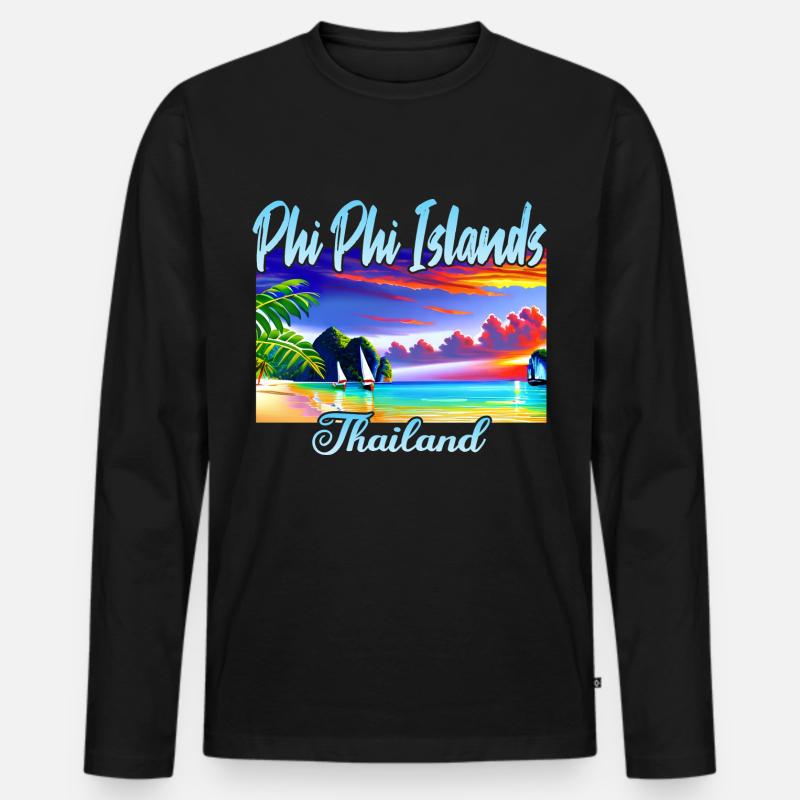 Phi Phi Islands - Männer Premium Bio Langarmshirt - Schwarz