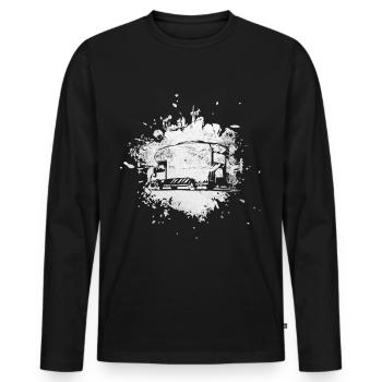 Splashes - Camping Van - - Men's Premium Organic Long Sleeve Shirt - black - Front - Nico (187cm)