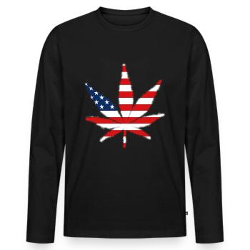 America Weed USA - Männer Premium Bio Langarmshirt - Schwarz - Vorne - Nico (187cm)