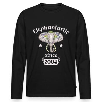 Elephantastic since 2004, elephant head decorated - Men's Premium Organic Long Sleeve Shirt - black - Front - Nico (187cm)