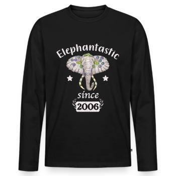 Elephantastic since 2006, elephant head decorated - Men's Premium Organic Long Sleeve Shirt - black - Front - Nico (187cm)