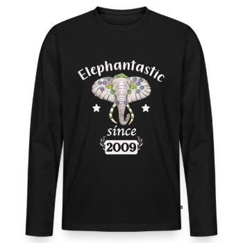 Elephantastic since 2009, elephant head decorated - Men's Premium Organic Long Sleeve Shirt - black - Front - Nico (187cm)