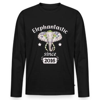 Elephantastic since 2016, elephant head decorated - Men's Premium Organic Long Sleeve Shirt - black - Front - Nico (187cm)